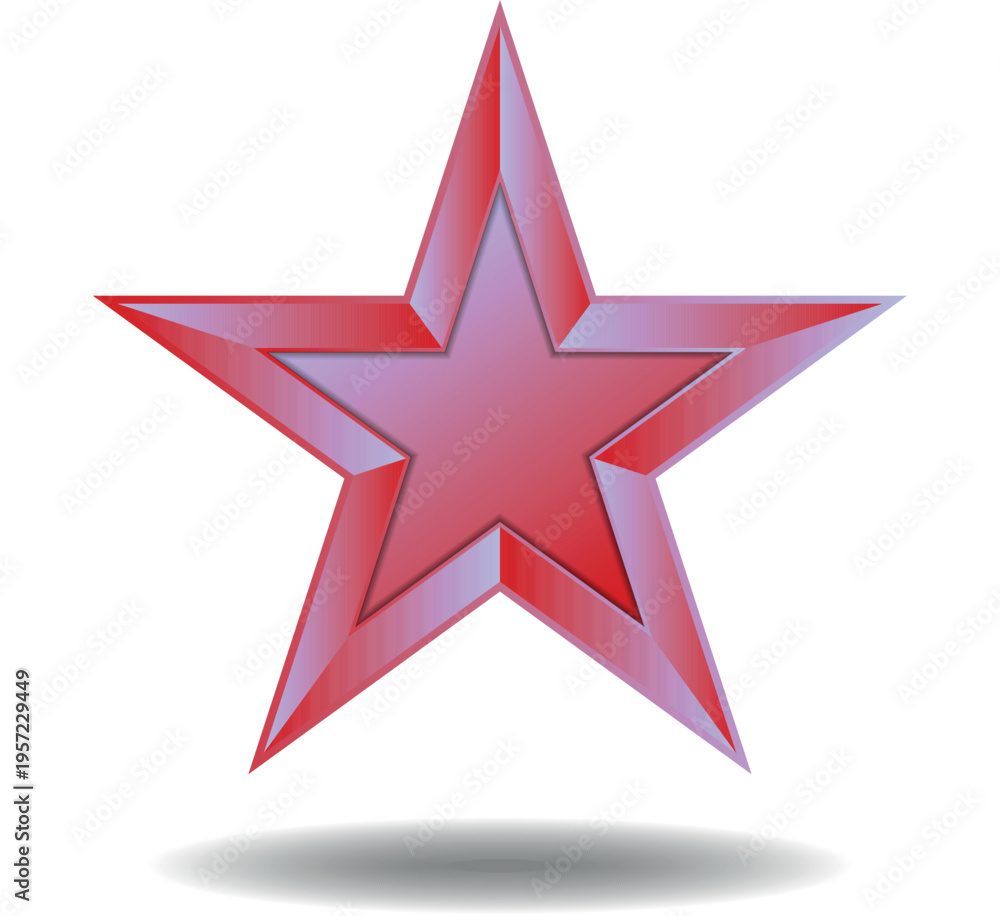 Obraz premium A shiny red star with five points on a white background