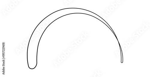 A black line drawing of a curved shape resembling a partial circle