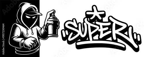 Super Sale Graffiti Character Mascot with Expressive Tagging for Big Discount and Urban Promotions.