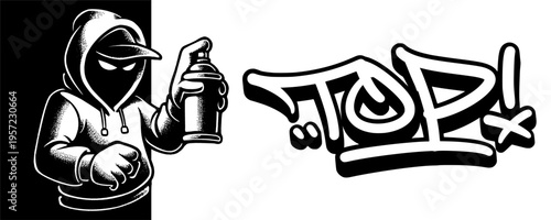 Top Rated Street Art Character Mascot with Bold Graffiti Tag for Premium Quality Product Promotion.