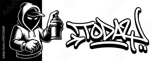 Street Style Character Mascot with Today Graffiti Tag for Daily Special Offers and Flash Sales.