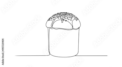 Traditional Easter bread with sprinkles. One line drawing minimalist vector illustration. Festive baking and holiday food