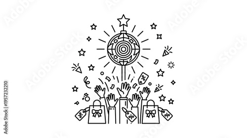 People Celebrating New Year's Eve with Fireworks