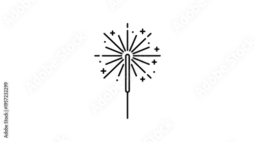 Minimalist Sparkler Icon on White Background