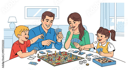 Family Playing Board Game Together.