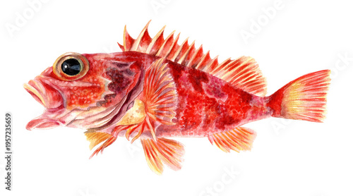 ユメカサゴ手描き水彩画