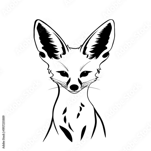 Jackal. Jackal simple black and white line art vector logo