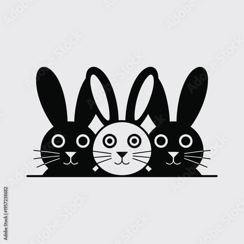 Minimalist black and white of three ghostly figures 1