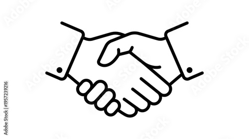 Business Handshake Icon in Outline Style
