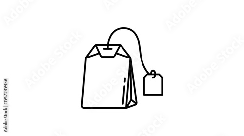 Simple Black and White Icon of a Tea Bag