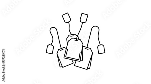 Minimalist Outline of Tea Bags on White