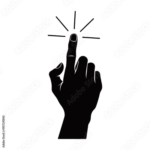 Vector of a black hand pointing upwards with a glowing effect