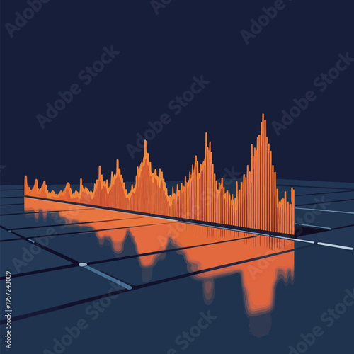 Sound wave graph shows clear patterns and fluctuations in audio data over time during analysis in a digital environment
