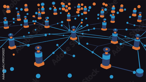 Network showing connections and nodes in a digital space during a technological presentation or event