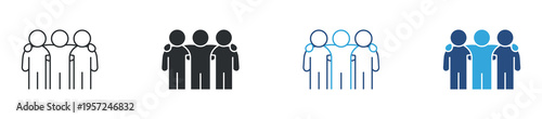 Teamwork icon set. Group collaboration, community and partnership concept with people together. Vector illustration.