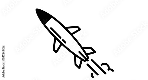 Minimalist Illustration of a Rocket Launching