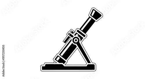 Mortar weapon icon, military artillery, siege weapon symbol, monochrome vector illustration