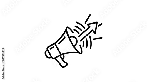 Megaphone Icon with Upward Arrow Promotion Concept