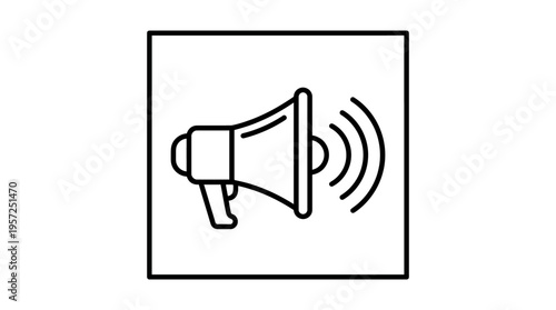 Minimalist Megaphone Icon Within a Square Frame
