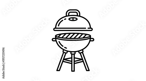 Minimalist Black And White Outline Of A Grill