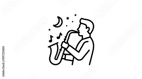 Saxophone Player Performing Under Moonlight