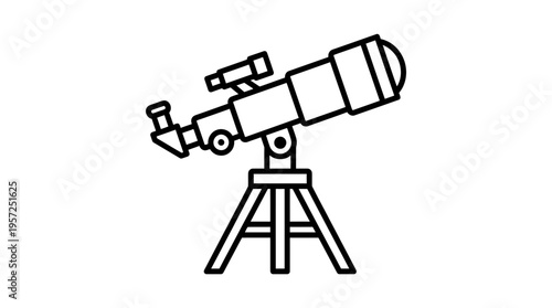 Black Outline of a Telescope on Tripod