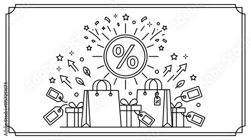 Sale Shopping Bags and Percentage Symbol