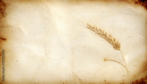 Vintage wheat stalk on parchment.