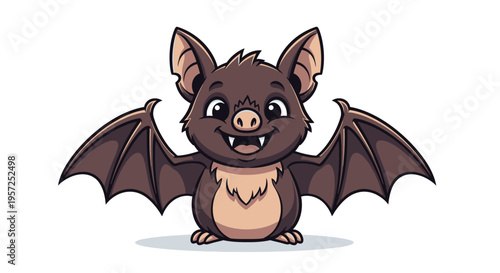 Cute cartoon brown flying mammal creature.