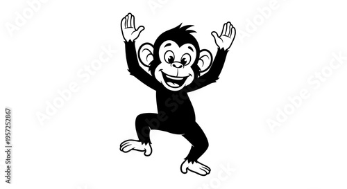 Monkey cartoon character jumping up.