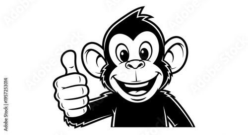 Monkey giving thumbs up gesture.
