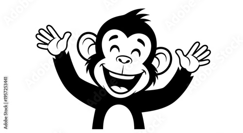 Smiling Monkey Cartoon Character Illustration 3.