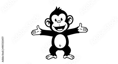 Smiling Monkey Cartoon Character Illustration 6.
