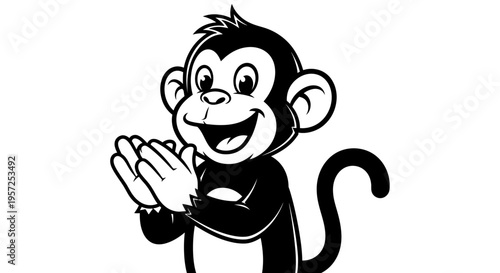 Smiling Monkey Cartoon Character Illustration 7.
