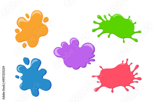 Vector Colorful Glossy Paint Splashes and Slime Blops Set Abstract Liquid Drops