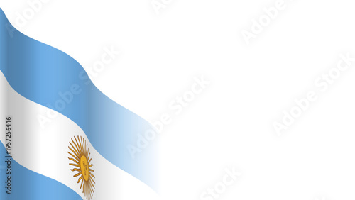 Vector waving Flag of the Argentine Republic. Waving Argentina flag with empty, blank, copy space on transparent background. Design element for presentation, banner, advertisement, web. Place for text