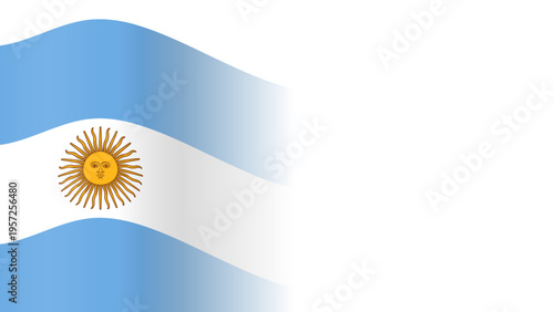 Vector waving Flag of the Argentine Republic. Waving Argentina flag with empty, blank, copy space on transparent background. Design element for presentation, banner, advertisement, web. Place for text