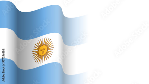 Vector waving Flag of the Argentine Republic. Waving Argentina flag with empty, blank, copy space on transparent background. Design element for presentation, banner, advertisement, web. Place for text