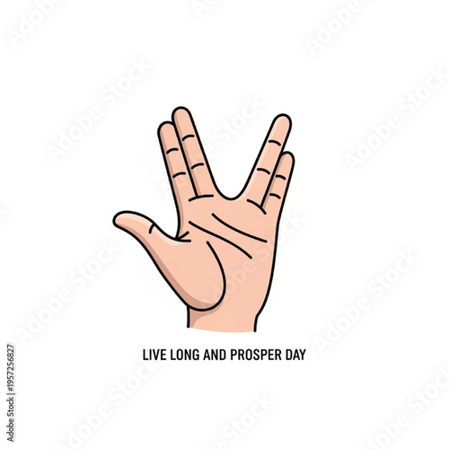 Live Long and Prosper Vector Illustration, Vulcan Salute Hand Icon, Sci-Fi Celebration Symbol