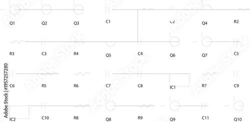 Minimalist Electronic Circuit Diagram with Components and Connections