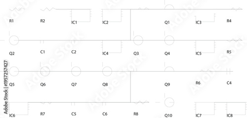 Minimalist Electronic Circuit Diagram with Components on White Background