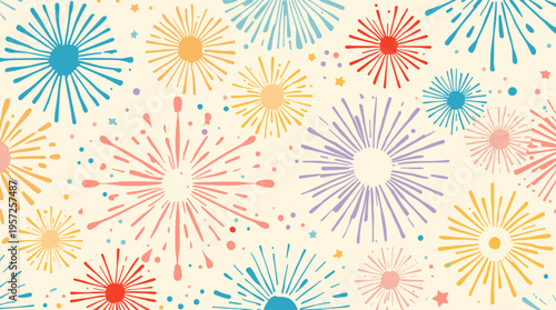 A cheerful and minimalist abstract illustration featuring a sunburst design. Perfect for websites, social media graphics, or branding needing a bright