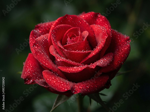 red rose with dew drops
