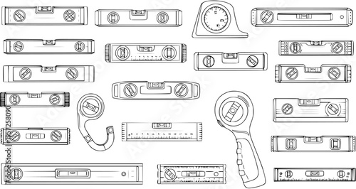 Hand-Drawn Levels  Measuring Tools: Seamless Repeat Pattern