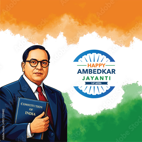 Dr.Bhimrao ambedkar Jayanti poster,header,wiTh Parliament House sketch Indian Babasaheb day celebration vector Illustration.