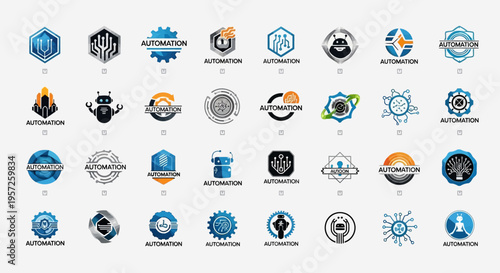 Modern Automation Logos Collection: Technology, Robotics, Industry, AI, Innovation