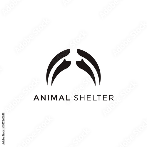 Animal shelter logo abstract black design, claw marks forming shelter roof shape