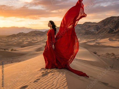 woman in red dress