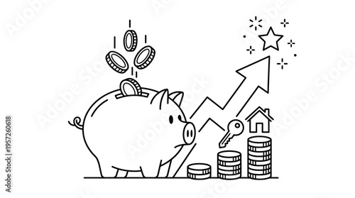 Saving for a Home Piggy Bank and Growth Chart
