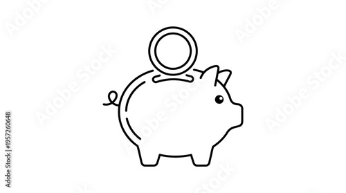 Piggy Bank with Coin Savings and Financial Concept